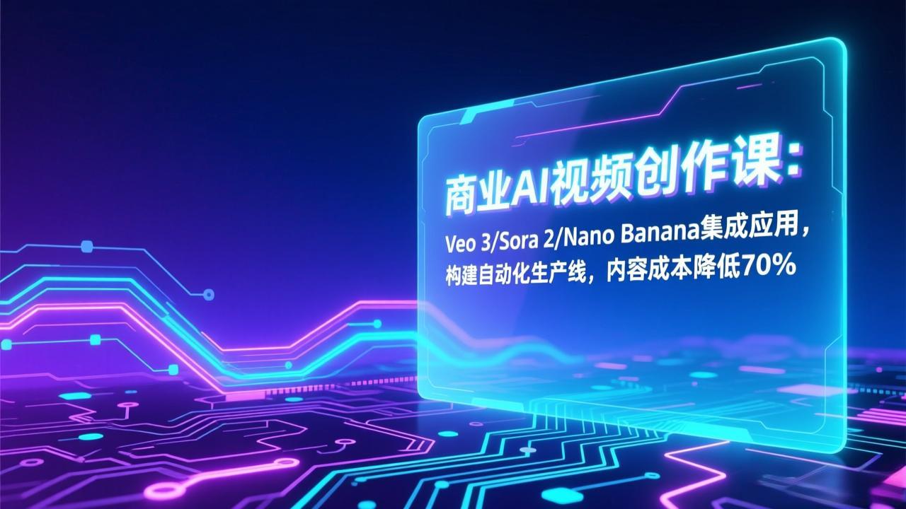 商业AI视频创作课：Veo 3/Sora 2/Nano Banana集成应用，构建自动化生产线，内容成本降低70% - 来及网络
