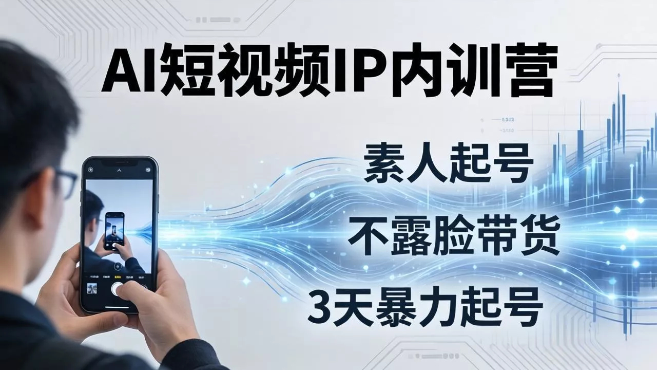 2026AI短视频IP内训营-更新：从素人起号到不露脸带货，3天暴力起号全流程拆解 - 来及网络