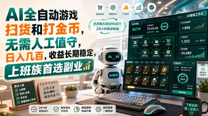 AI全自动游戏皮肤扫货和打金币，日入几百，内部方法大揭秘，0门槛！ - 来及网络