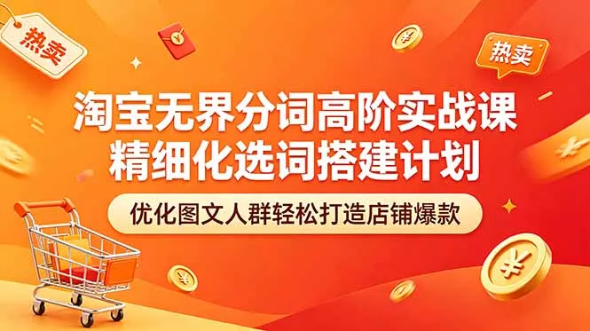 淘宝无界分词高阶实战课 精细化选词搭建计划 优化图文人群轻松打造店铺爆款 - 来及网络