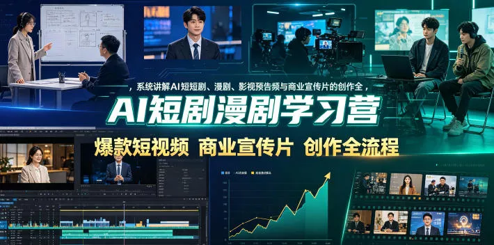 AI短剧漫剧学习营，系统讲解AI短剧、漫剧、影视预告片、爆款短视频与商业宣传片的创作全流程 - 来及网络