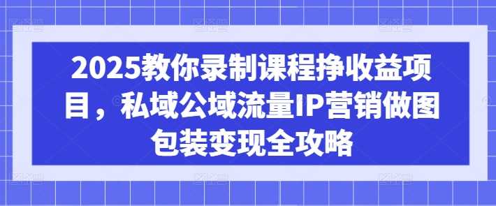 2025教你录制课程挣收益项目，私域公域流量IP营销做图包装变现全攻略 - 来及网络