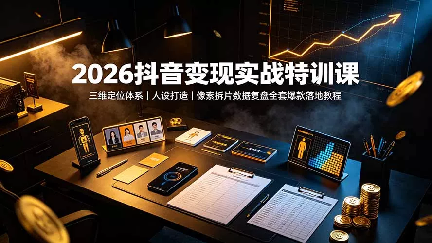 2026抖音变现实战特训课：三维定位体系｜人设打造｜像素拆片数据复盘全套爆款落地教程 - 来及网络