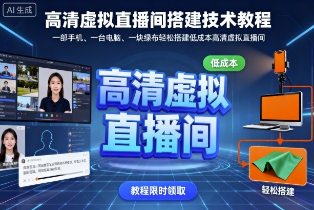 高清虚拟直播间搭建技术教程，一部手机、一台电脑、一块绿布轻松搭建低成本高清虚拟直播间 - 来及网络