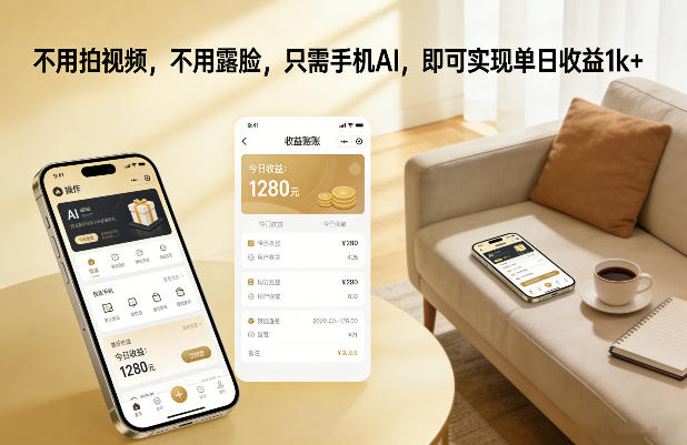 不用拍视频，不用露脸，只需手机AI，即可实现单日收益1k+【揭秘】 - 来及网络