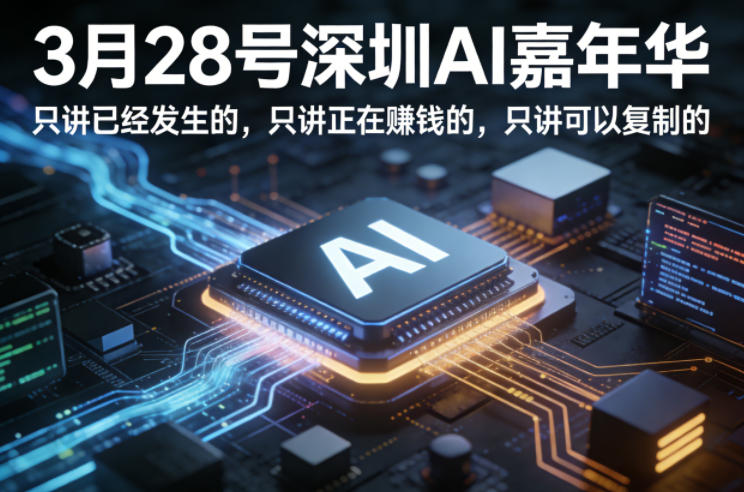 3月28号深圳AI嘉年华，只讲已经发生的，只讲正在賺钱的，只讲可以复制的 - 来及网络