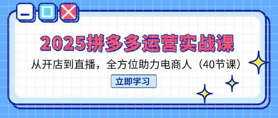 2025拼多多运营实战课，从开店到直播，全方位助力电商人（40节课） - 来及网络