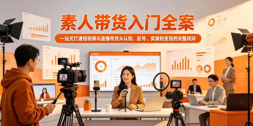 素人带货入门全案，一站式打通短视频与直播带货从认知、起号、实操到变现的完整闭环 - 来及网络