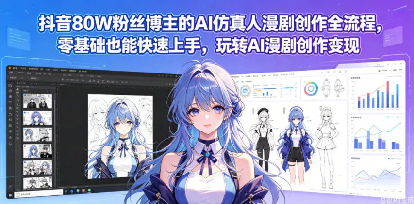 抖音80W粉丝博主的AI仿真人漫剧创作全流程，零基础也能快速上手，玩转AI漫剧创作变现 - 来及网络