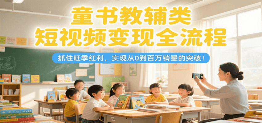 童书教辅类短视频变现全流程，抓住旺季红利，实现从0到百万销量的突破！ - 来及网络