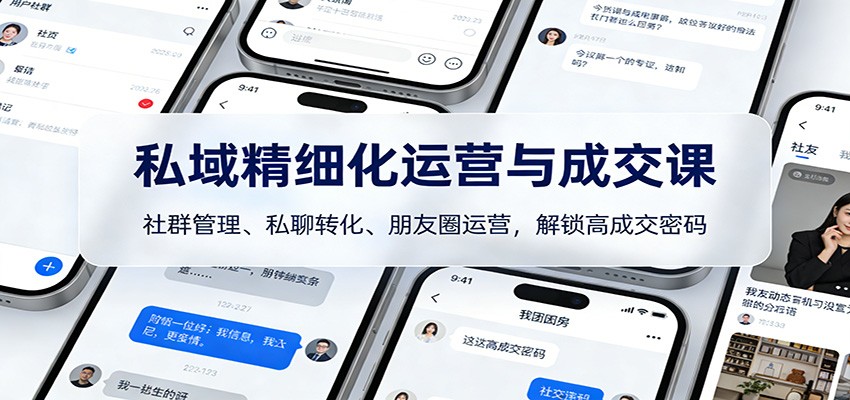 私域精细化运营与成交课：社群管理、私聊转化、朋友圈运营，解锁高成交密码 - 来及网络