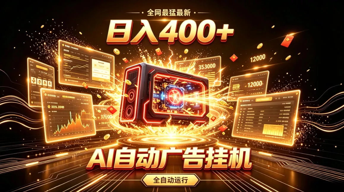 全网最猛最新的AI自动广告挂G，狠收益日入400+，真正做到躺賺式变现【揭秘】 - 来及网络