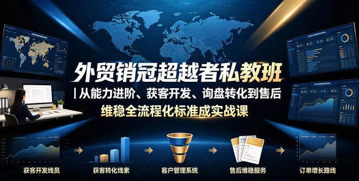 外贸销冠超越者私教班｜从能力进阶、获客开发、询盘转化到售后维稳全流程标准化成交实战课 - 来及网络