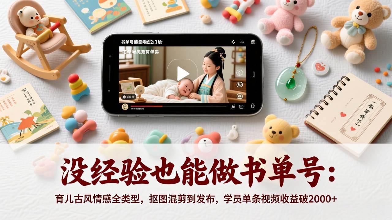 （17389期）没经验也能做书单号：育儿古风情感全类型，抠图混剪到发布，学员单条视频收益破2000+ - 来及网络
