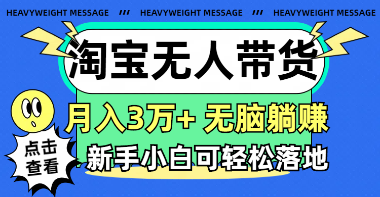 （11574期）淘宝无人带货3.0高收益玩法，月入3万+，无脑躺赚，新手小白可落地实操 - 来及网络