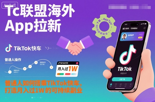 Tc联盟海外App拉新：普通人如何搭乘TikTok快车，打造月入过1W的可持续副业 - 来及网络