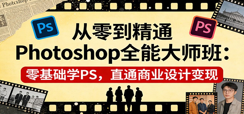 从零到精通Photoshop全能大师班：零基础学PS，直通商业设计变现 - 来及网络