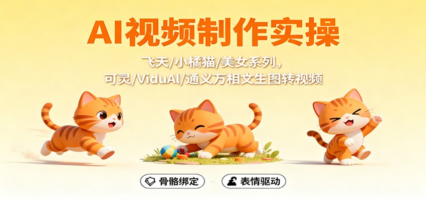 AI视频制作实操，飞天/小橘猫/美女系列，可灵/ViduAl/通义万相文生图转视频 - 来及网络