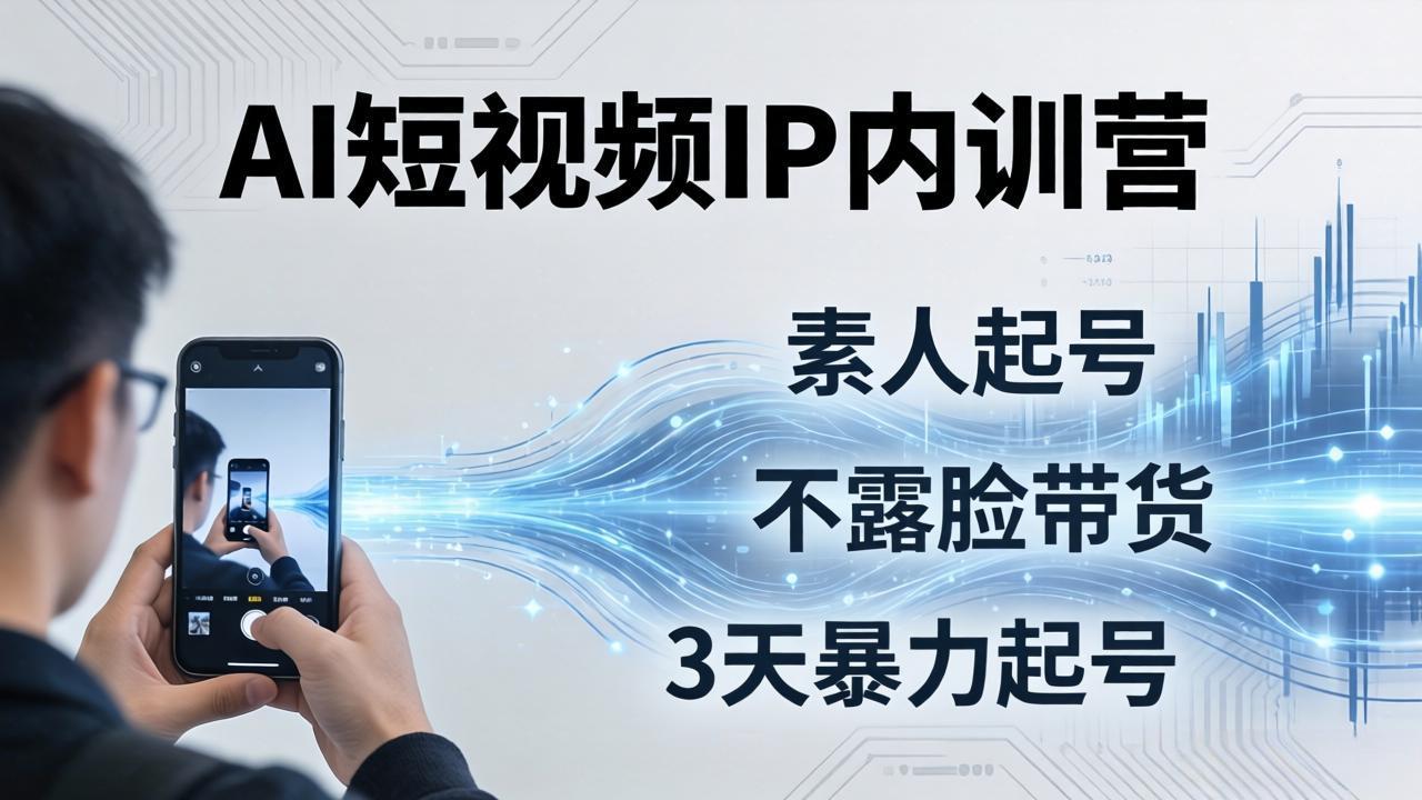 2026AI短视频IP内训营：从素人起号到不露脸带货，3天暴力起号全流程拆解 - 来及网络