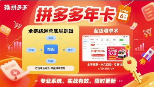 拼多多年卡【8月更新6节】拼多多全链路运营底层逻辑，超级爆单术 - 来及网络
