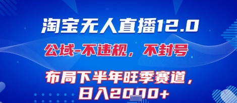 淘宝无人直播12.0，不封号，不违规，布局下半年旺季赛道，日入1k+(独家技术)【揭秘】 - 来及网络