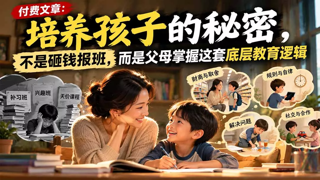 付费文章：培养孩子的秘密，不是砸钱报班，而是父母掌握这套底层教育逻辑 - 来及网络