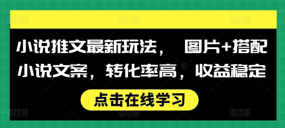 小说推文最新玩法， 图片+搭配小说文案，转化率高，收益稳定 - 来及网络