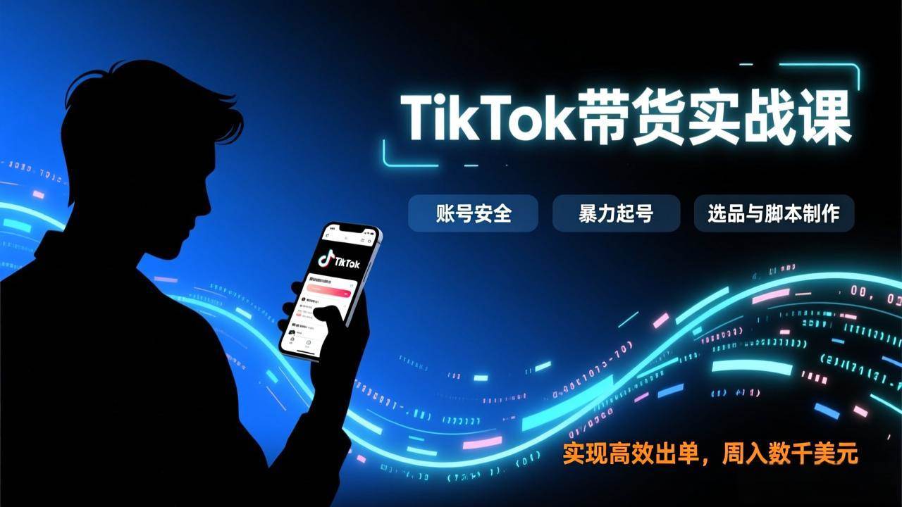 （17278期）TikTok带货实战课，涵盖账号安全、暴力起号、选品与脚本制作，实现高效出单，周入数千美元 - 来及网络