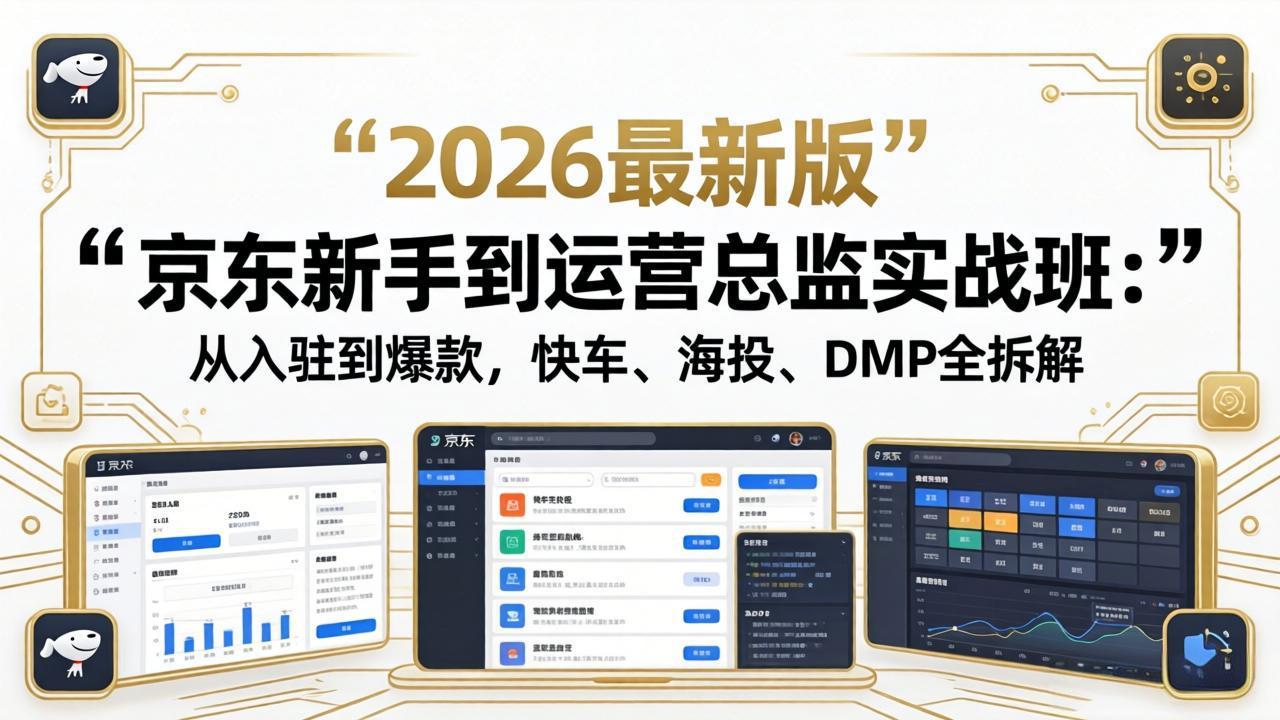 京东新手到运营总监实战班：从入驻到爆款，快车、海投、DMP全拆解，2026最新版 - 来及网络