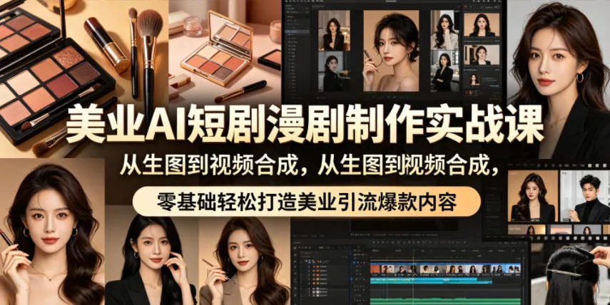 美业AI短剧漫剧制作实战课，从生图到视频合成，零基础轻松打造美业引流爆款内容 - 来及网络