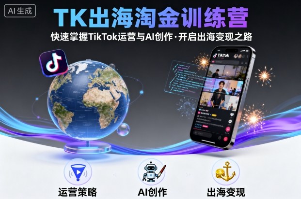 TK出海淘金训练营，助你快速掌握TikTok运营与AI创作，开启出海变现之路 - 来及网络