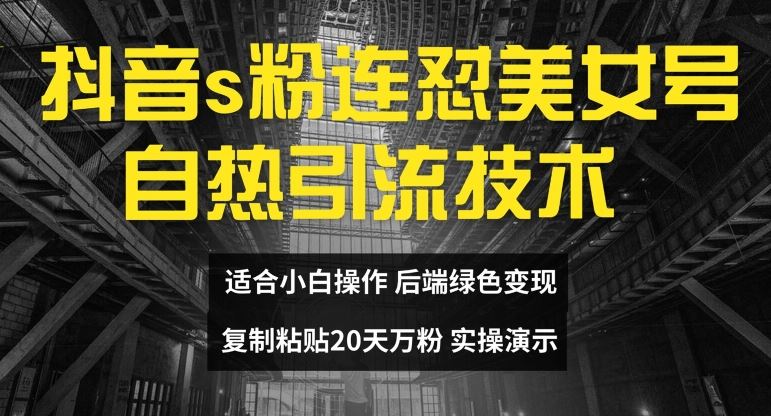 抖音s粉连怼美女号自热引流技术复制粘贴，20天万粉账号，无需实名制，矩阵操作【揭秘】 - 来及网络
