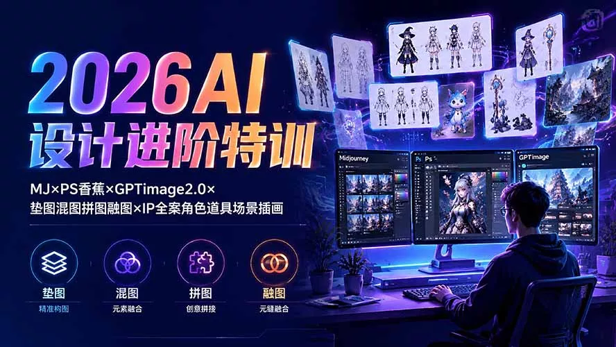 2026AI设计进阶特训：MJ×PS香蕉×GPTimage2.0×垫图混图拼图融图×IP全案角色道具场景插画 - 来及网络