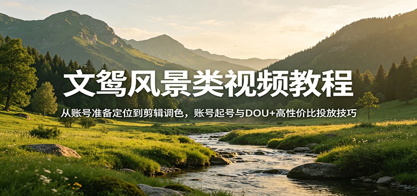 文鸳风景类视频教程：从账号准备定位到剪辑调色，账号起号与DOU+高性价比投放技巧 - 来及网络