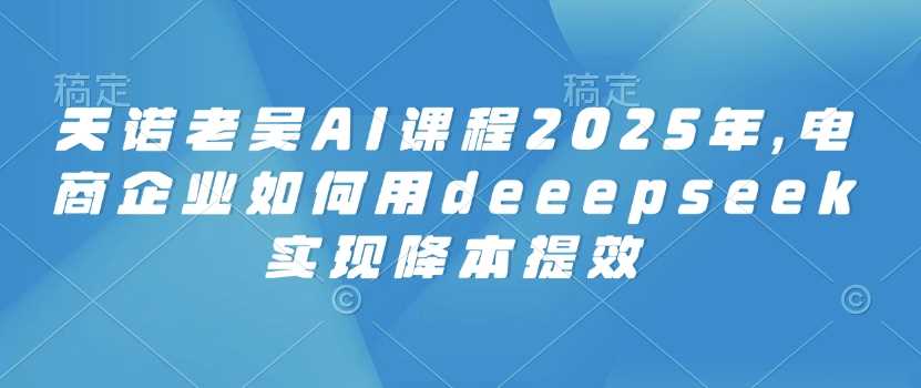 天诺老吴AI课程2025年，电商企业如何用deeepseek实现降本提效 - 来及网络