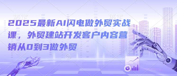 2025最新AI闪电做外贸实战课，外贸建站开发客户内容营销从0到3做外贸 - 来及网络