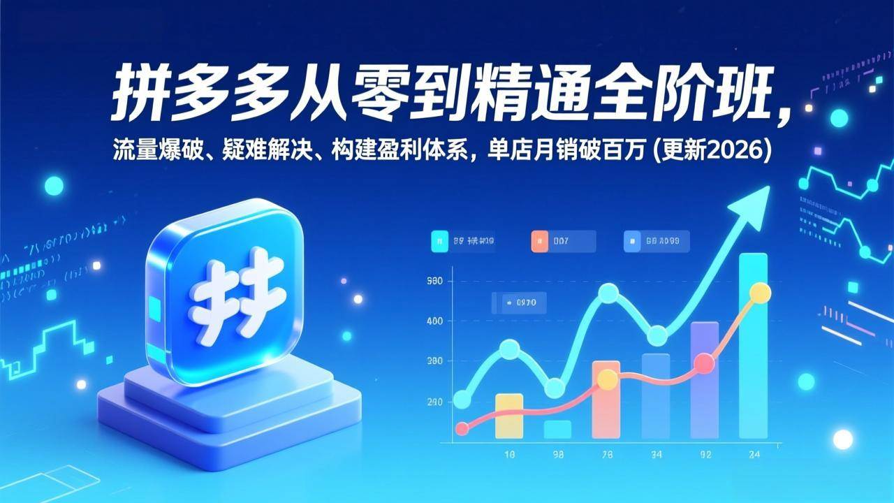 （17148期）拼多多从零到精通全阶班，流量爆破、疑难解决，构建盈利体系，单店月销破百万(更新2026) - 来及网络