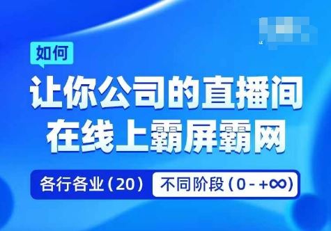 企业矩阵直播霸屏实操课，让你公司的直播间在线上霸屏霸网 - 来及网络