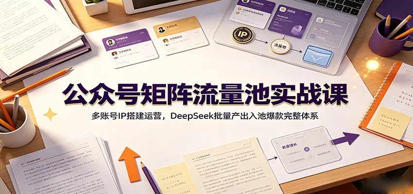 公众号矩阵流量池实战课：多账号IP搭建运营，DeepSeek批量产出入池爆款完整体系 - 来及网络