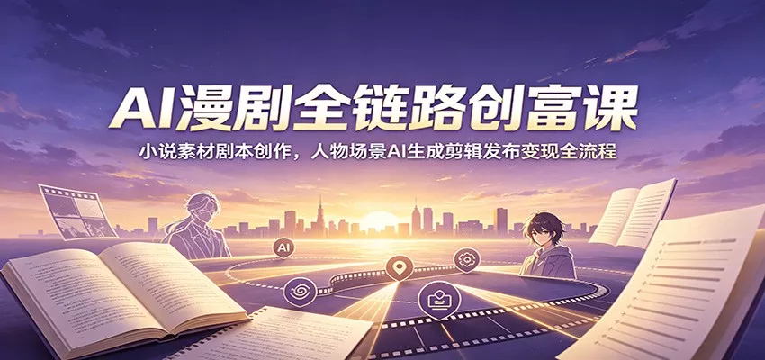 AI漫剧全链路创富课：小说素材剧本创作，人物场景AI生成剪辑发布变现全流程 - 来及网络