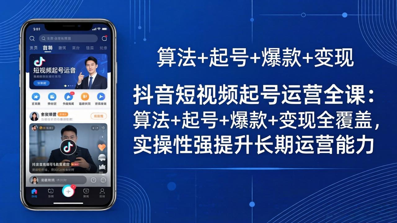 抖音短视频起号运营全课：算法+起号+爆款+变现全覆盖，实操性强提升长期运营能力 - 来及网络