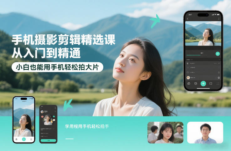 手机摄影剪辑精选课，从入门到精通，小白也能用手机轻松拍大片 - 来及网络