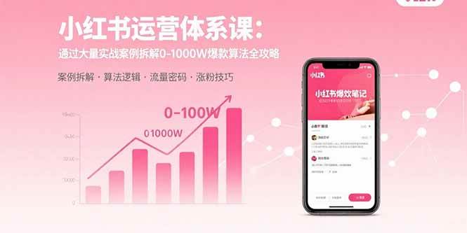（15792期）小红书运营体系课：通过大量实战案例拆解0-1000W爆款算法全攻略 - 来及网络