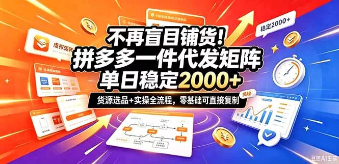 不再盲目铺货！拼多多一件代发矩阵落地攻略，提供优质货源店铺运营全流程，零基础可直接复制 - 来及网络