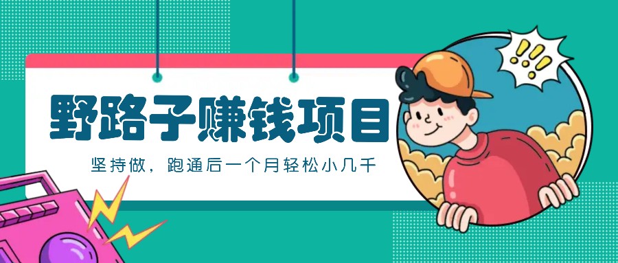 一个人就能操作的野路子赚钱项目，零成本零门槛坚持做，跑通后一个月小几千！ - 来及网络
