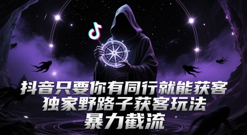 抖音只要你有同行就能获客，独家野路子获客玩法，暴力截流【揭秘】 - 来及网络