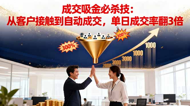 吸金成交营销必杀技：从客户接触到自动成交，单日成交率翻3倍 - 来及网络