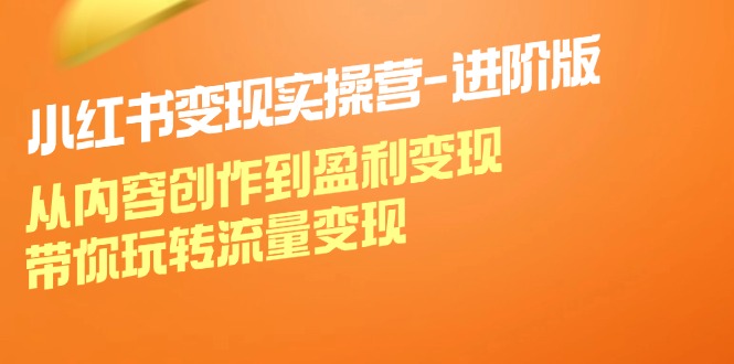 （12234期）小红书变现实操营-进阶版：从内容创作到盈利变现，带你玩转流量变现 - 来及网络