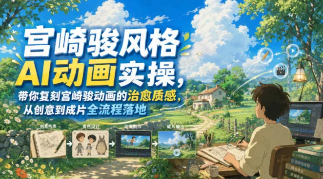 宫崎骏风格AI动画实操，带你复刻宫崎骏动画的治愈质感，从创意到成片全流程落地 - 来及网络