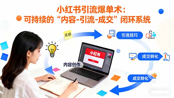 小红书引流爆单术：构建一套低成本 可持续的“内容-引流-成交”闭环系统 - 来及网络